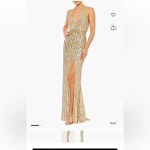 Sequin Trumpet Gown - Gold - Size 8. Tags on, never worn. It fits like a 6.